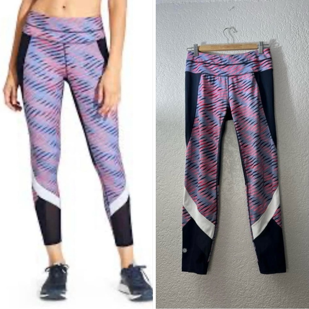 ATHLETA Electra Sonar 7/8 Tight Leggings Zipper back pocket Sportswear Yoga S